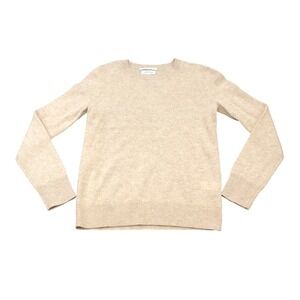 Nordstrom Sweater Womens XXS Beige 100% Cashmere Crewneck Long Sleeve Pullover